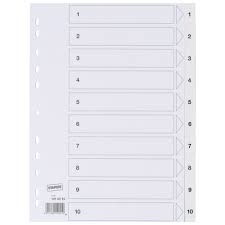 1-10 Index File Divider Manilla Record A4