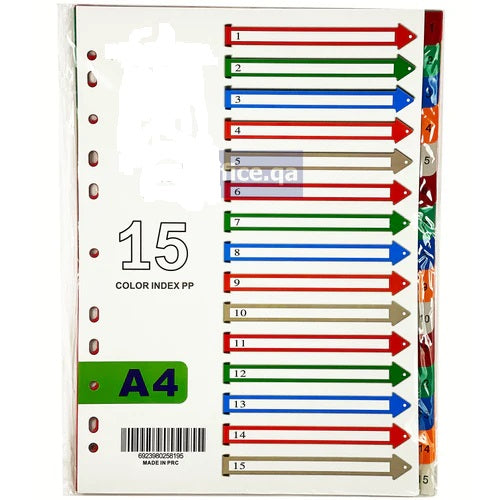 1-15 Index File Divider PVC Assorted Gem A4