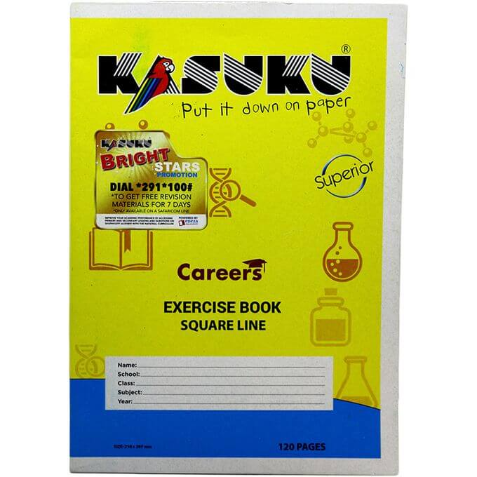 Square Ruled Exercise Book Chipboard 120 pgs 162mmx203mm Kasuku