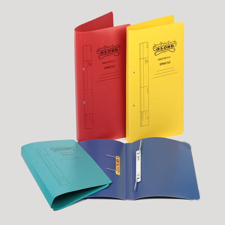 Broad PVC Spring File 1" Spine Assorted Globe Foolscap