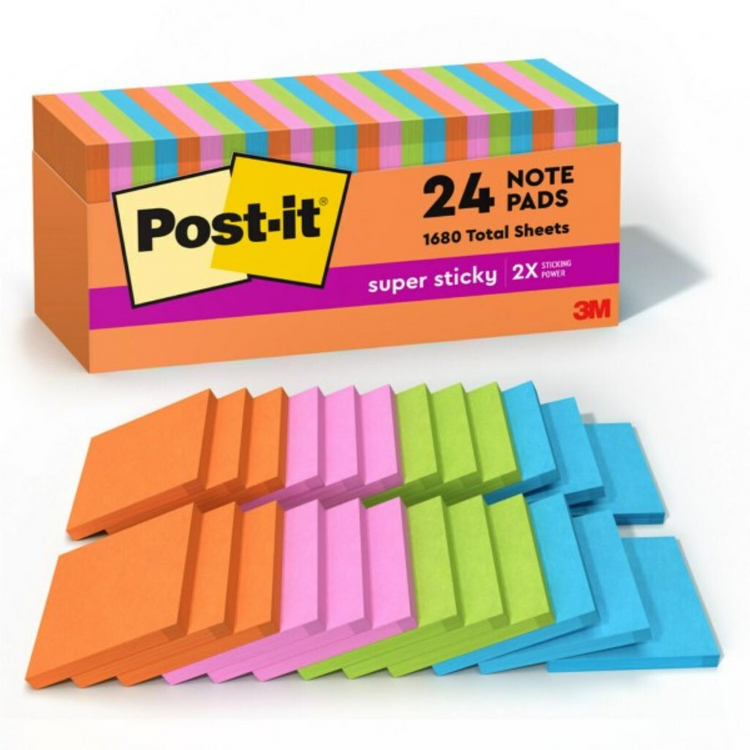 Post it Pad Medium 3'x3' Asstr Coloured
