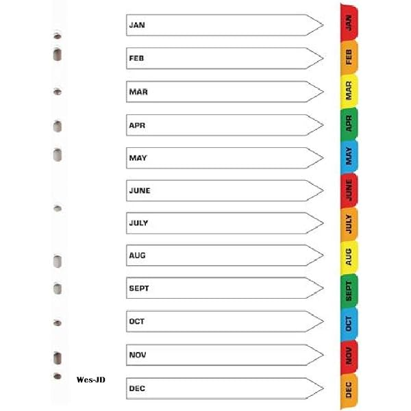 Jan-Dec Index File Divider PVC Gem A4