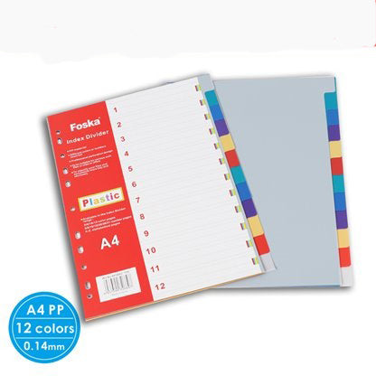1-12 Index File Divider PVC (Col.)A4 Gem