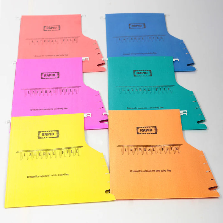 Manilla Lateral File L-Shape Assorted Rapid Foolscap