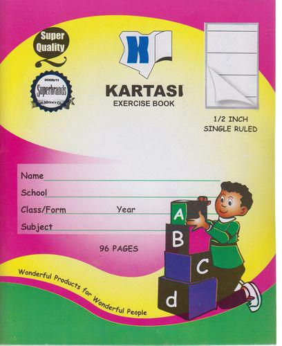 1/2" Single Line Exercise Book Chipboard Cover 96 pgs 162mmx203mm Kartasi
