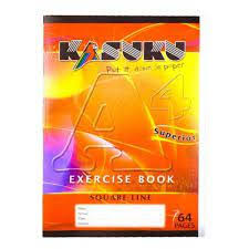 Square Ruled Exercise Book Chipboard 64 pgs 162mmx203mm Kasuku