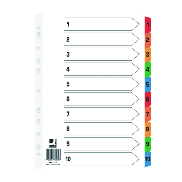 1-10 Index File Divider PVC Col(No.)  A4