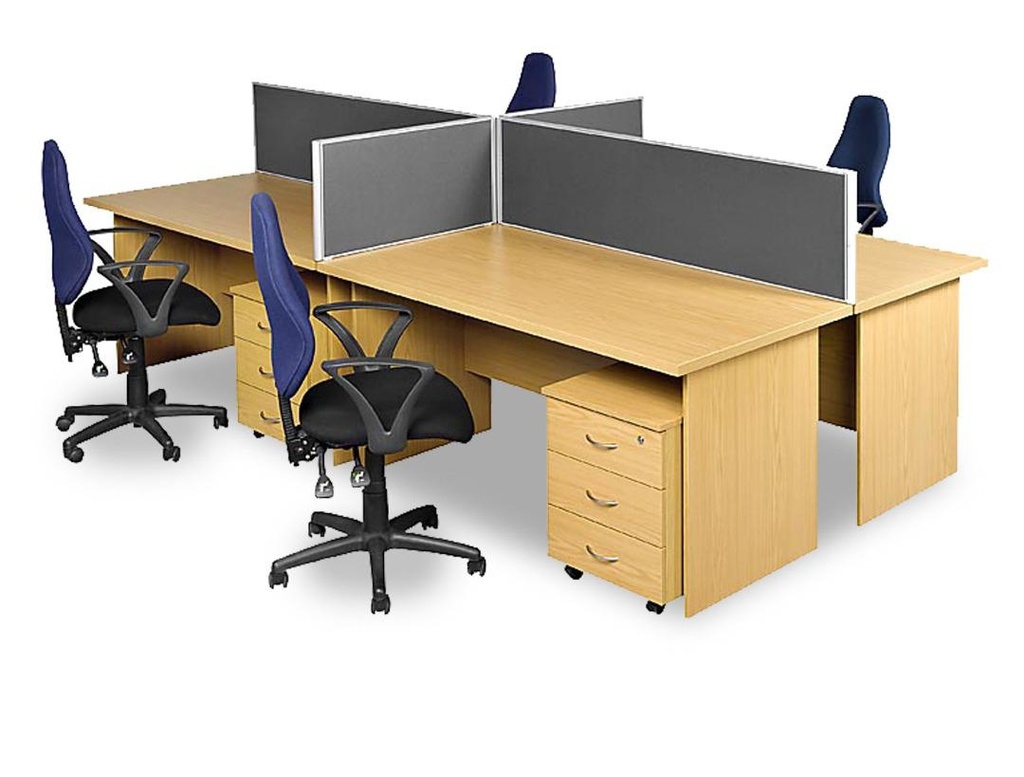 4-Way Workstation Cherry Half Glass, Half Wooden (MDF Board)