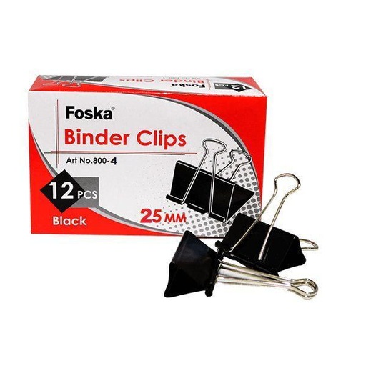 [800-4] Binder Clip 25mm Black Foska