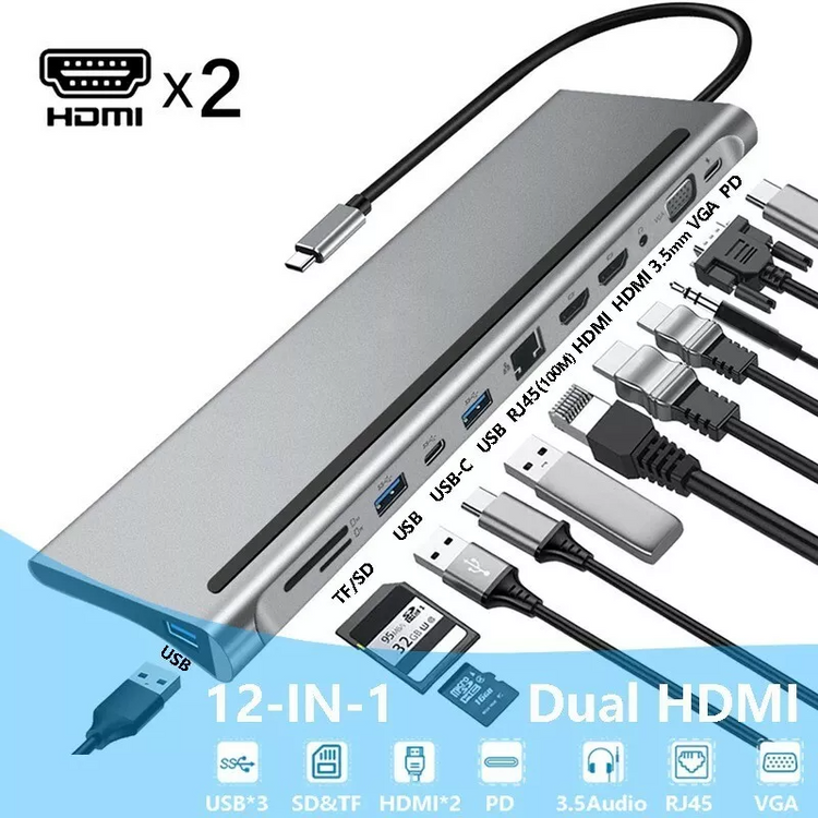 MST USB Type C to 12 Port Docking Station