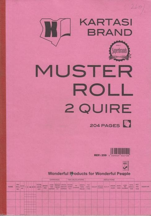 Muster Roll Book 2 Quire Kartasi A4