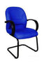 Visitor Chair Blue Fabric Seat, Metal Base